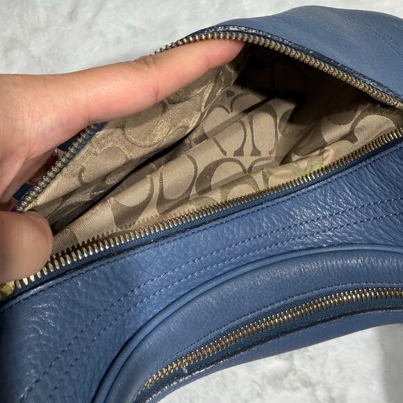 y2k Vintage Coach Hobo Bag 9621 Legacy Milled Blue Leather Ergo Shoulder Bag - Picture 4 of 11